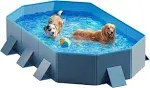 Niubya Foldable Dog Swimming Pool, Collapsible Hard 3XL - 72&#039;&#039; x 12&#039;&#039;, Gray 