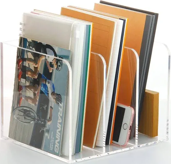 SANRUI Clear Acrylic Magazine File Holder Desk Organizer for Office Organizat...