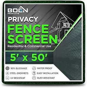 Boen Privacy Netting Green 5' x 50', w/ Reinforced Grommets