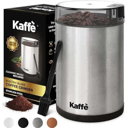 Kaff Kaffe One-touch Coffee Grinder Electric w/cleaning Brush Stainless Steel