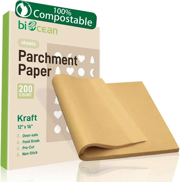 200pcs 12x16in Unbleached Parchment Paper Sheets Precut Heavy Duty Flat Kitchen 