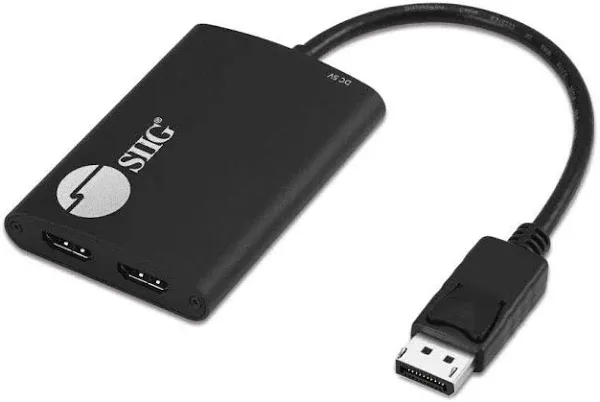 SIIG DisplayPort 1.2 MST Hub to 2 Port HDMI Displays - DP 1.2 to Dual HDMI Displays, Up to 4K@60Hz, Mirror Mode, Extended Display Mode, Not for MacOS, TAA Compliant (CE-DP0K11-S1)