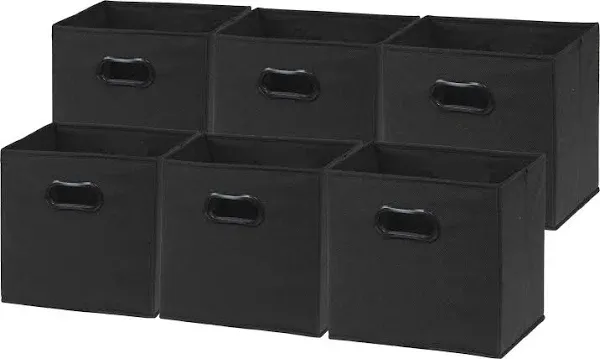  Foldable Cube Storage Bin with Handle - 6 Pack Black