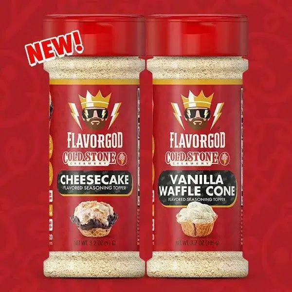 Cold Stone Creamery Ice Cream Seasoning Toppers by FlavorGod (2-Pack) - Healthy Dessert Toppers - 0 Calories, 0 Sodium, Kosher - Try with Coffee, Yogurt, & Ice Cream - Cheesecake & Vanilla Combo