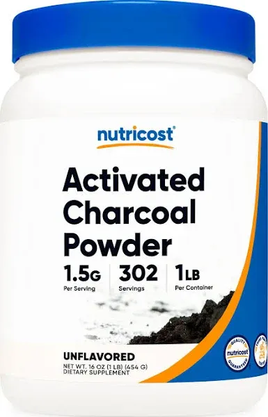 Nutricost Activated Charcoal Powder 1lb - Food Grade Powder, Vegan, Gluten Free, Non-GMO