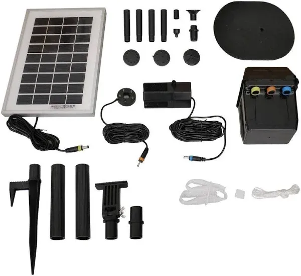 Sunnydaze 66 Gph Solar Pump And Panel Kit With Battery And Light