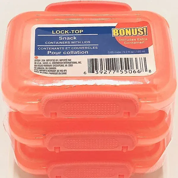 Snack Containers With Locking Lids 5.25oz Ea-Get 1Pack Of 3 Total-Orange-SHIP24H