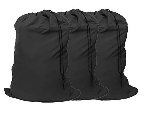 Extra Large Laundry Bag 3 Pack, Black, Travel Laundry Bags with Drawstring Cl...