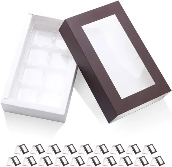 20 Truffle Box Chocolate Box Packaging Candy Boxes with 8-Piece Plastics Tray...