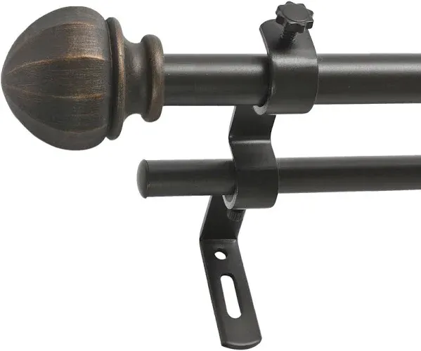 Decopolitan Facet Ball 5/8" Double Curtain Rod Set, 48 inches to 86 inches, Vintage Bronze,287566133