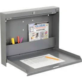 Global Industrial - 319391 - Folding Wall Mounted Shop Desk  Locking  20 W x 3-3/8 D x 16-3/8 H  Gray