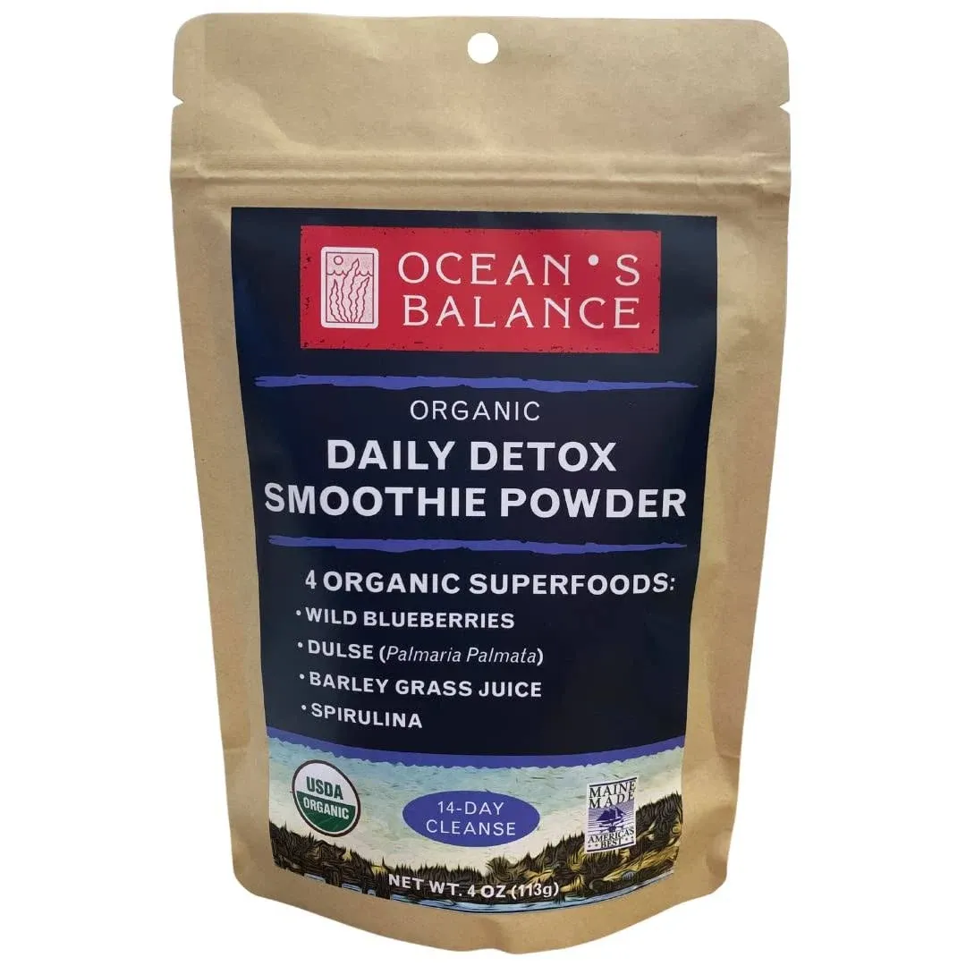 Ocean's Balance Detox Smoothie Powder w/Organic Blueberry Powder, Spirulina ...