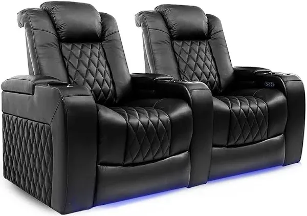 Valencia Theater Seating - Valencia Tuscany Row of 4 Premium Top Grain 11000 Nappa Leather Home Theater Seating - Dark Chocolate