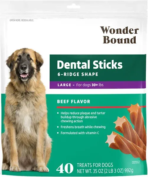 SEALED WONDER BOUND BEEF FLAVOR DENTAL STICKS FOR TINY DOGS [5-20 lbs.] 108 ct.