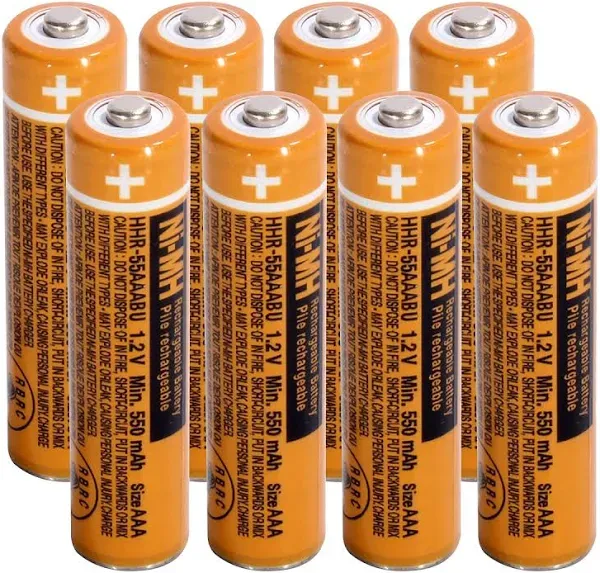 NI-MH AAA Rechargeable Battery 1.2V 550mah 8-Pack hhr-55aaabu AAA Batteries for Panasonic Cordless Phones, Remote Controls, Electronics