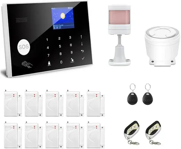 WiFi and GSM 17-Piece kit, Wireless Home Security Alarm System, Door/Window S...