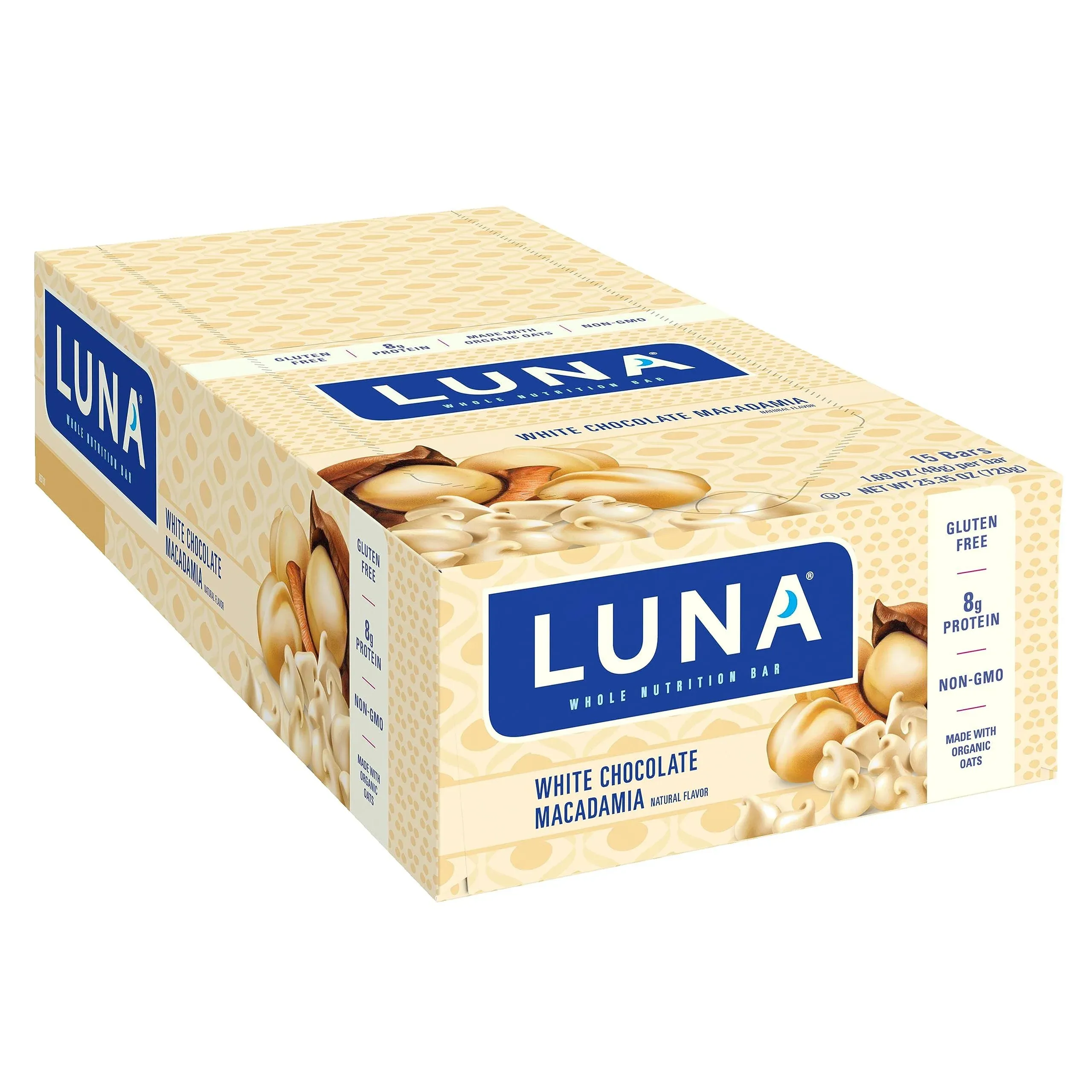 Luna Whole Nutrition Bar, White Chocolate Macadamia - 15 pack, 1.69 oz bars