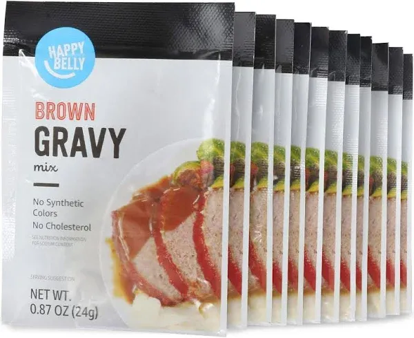 Amazon Brand - Happy Belly Brown Gravy Mix, 0.87 ounce (Pack of 12)