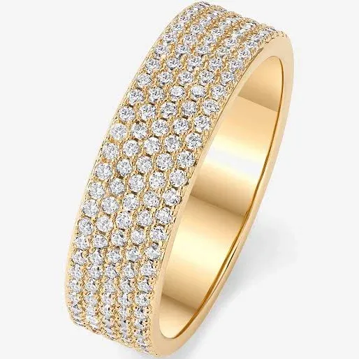 PAVOI 14K Gold Plated Cubic Zirconia Wide Eternity Statement Rings | CZ Stackable Wedding Band for Women