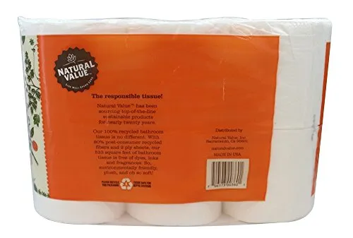 Natural Value Bath Tissue 400 ct Dbl Roll-Recycled 12 rolls