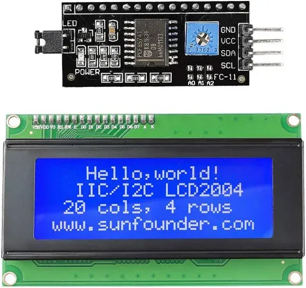 SunFounder IIC I2C TWI Serial 2004 20x4 LCD Module Shield for Arduino Uno Mega2560