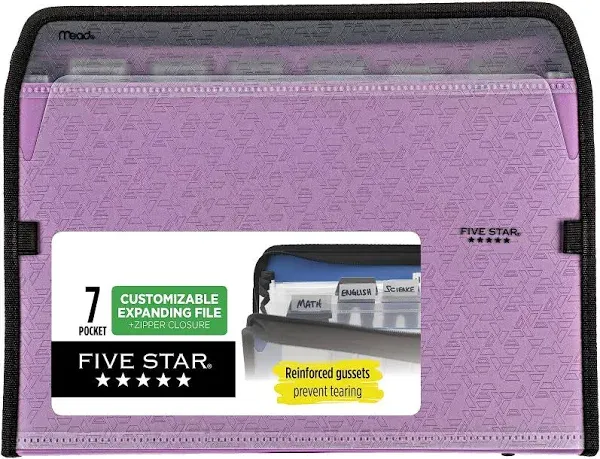 Five Star 7-Pocket Expanding File with Reminder Tabs 8 12 x 11 Amethyst Purple - Expanding Files