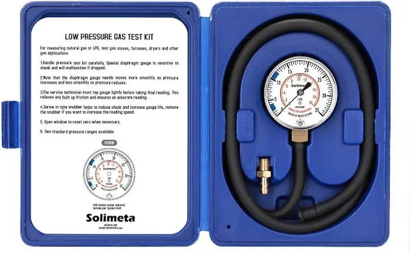 Solimeta Natural Gas or LP Gas Manifold Pressure Test Kit LP Gas Pressure Tes...