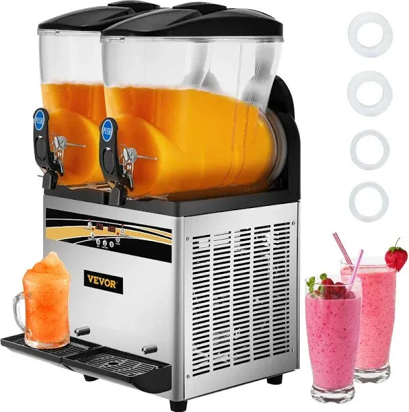 VEVOR Commercial Slush Machine Margarita Slush Maker 2x15L Frozen Drink Machine