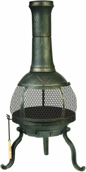 Deckmate Sonora Outdoor Chimenea Fireplace Model 30199 Brushed Gld