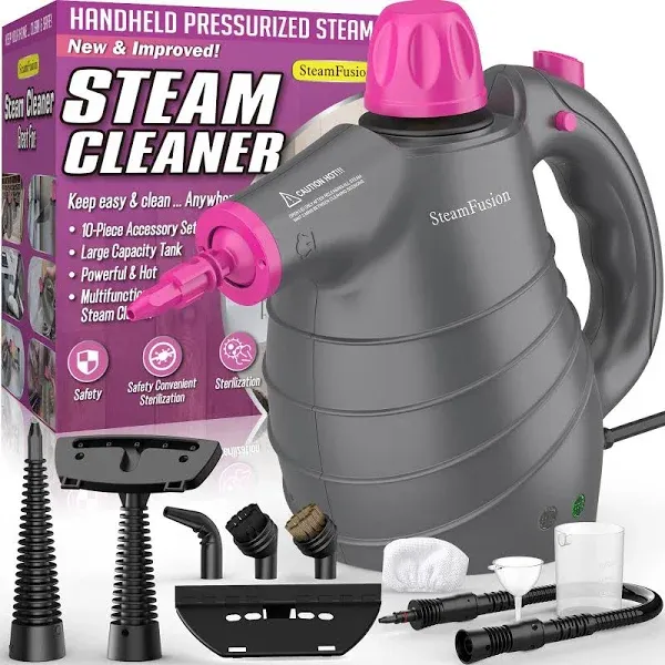 SteamFusion Pressurized Handheld Steam Cleaner with 10pcs Accessories&Safety Lock