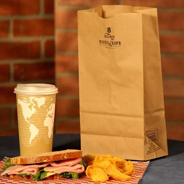 Duro Brown Paper Bag, 8# Kraft Bags (500 ct.) FREE SHIPPING