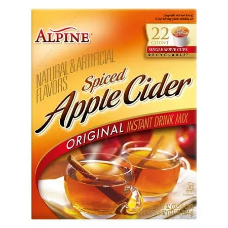 Alpine Drink Mix, Instant, Spiced Apple Cider, Original, Single Serve Cups - 12 pack, 0.81 oz cups