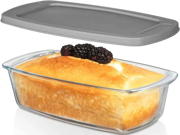 New Glass Loaf Pan with Airtight Lid - 7.6 Cups - BPA Free