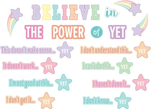 Teacher Created Resources Pastel Pop Believe in the Power of Yet Mini Bulletin Board