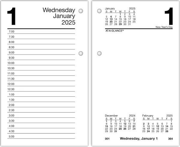 2025 AT-A-GLANCE 6" x 3.5" Daily Desk Calendar Refill, White/Black (E717R-50-25) | Staples