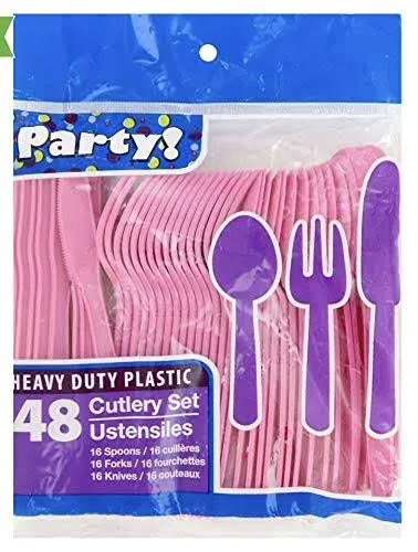 Heavy Duty Plastic Cutlery 48-Piece Set (Spoons, Forks, Knives)