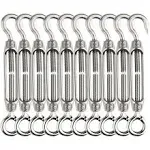 Turnbuckle Lsqurel 10PCS 304 Stainless Steel Turnbuckle Hook and Eye Heavy Duty M4 M6 M8 M10 Tensioner Adjustable Shade Sail Hardware for Tightening