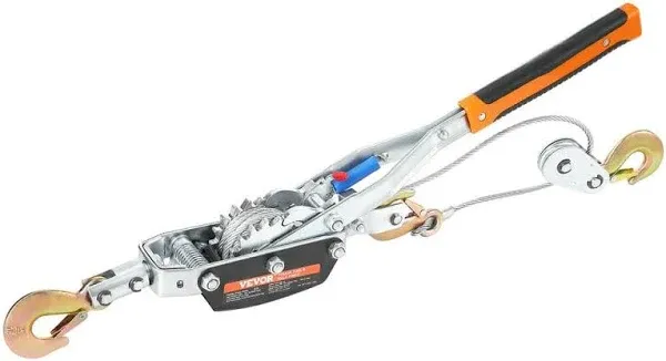 VEVOR Come Along Winch, 5 Ton (11,023 lbs) Pulling Capacity, 11.5 ft Steel Cable, 3 Hooks, Heavy Duty Ratchet Power Puller Tool with Dual Gears, Automotive Hoist Cable Puller Ideal for Vehicle Rescue