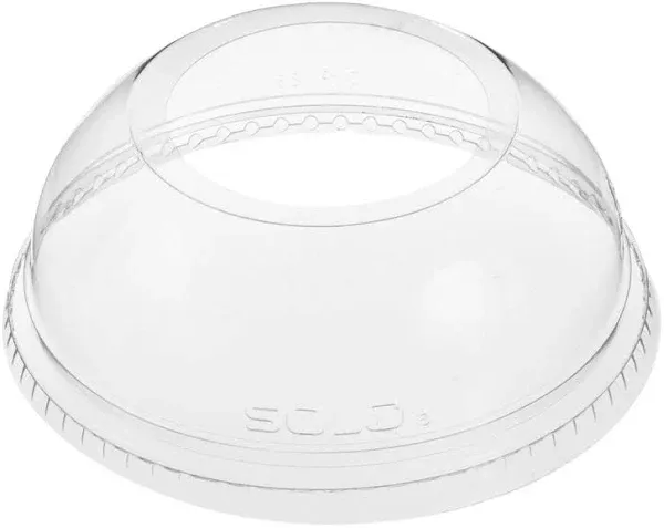 Dart DLW626, PET Dome Lids w/ Straw Hole for 12 - 24 oz Cold Cups, Clear (1,000/case)