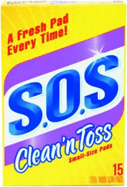 S.O.S Clean n Toss Steel Wool Soap Pads, 15 Count (Pack of 6)