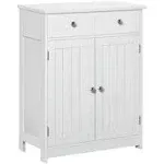 Kleankin 75x60cm Freestanding Bathroom Storage Cabinet Unit w/ 2 Drawers Cupboard Adjustable Shelf Metal Handles Traditional Style White