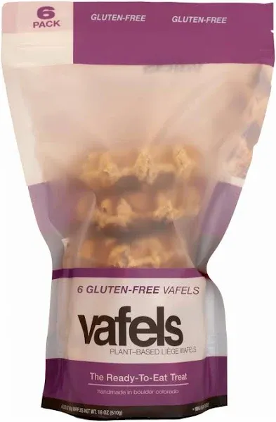 VAFELS Plant-Based Liège Wafel - Organic Pearl Sugar Infused Belgian Waffle | Vegan | Small-batch | Handmade with Brioche-Based dough | Sports Nutrition Waffle & Healthy Snack | (Gluten Free)