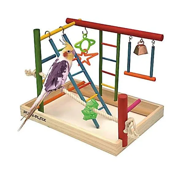 Bird PlayGymParrotP<wbr/>erchStand Bird Activity Center Wooden Playpen Toy 9&#034;Dx11&#034;x10H