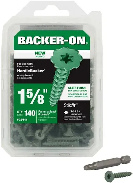 Backer-On No. 9  S X 1-5/8 in.   L Star Round Head Cement Board Screws 140 pk