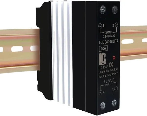 Din Rail Solid State Relay with Heat Sink DC to AC (Input 3-32V DC Output 24-480V AC), 40A,SSR (DC to AC 40A)