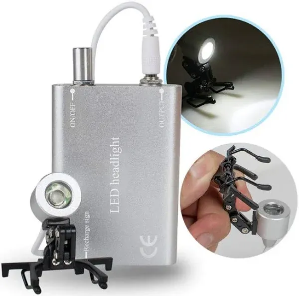 For Dental Surgical Medical Binocular Loupe Silver Head Light Lamp - Portable