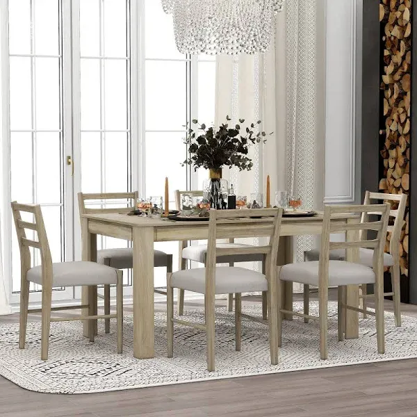 Merax 7 Pieces Extendable Dining Table Set