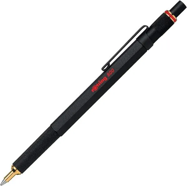 rOtring 800 Ballpoint Pen | Medium Point | Black Ink | Black Barrel | Refillable