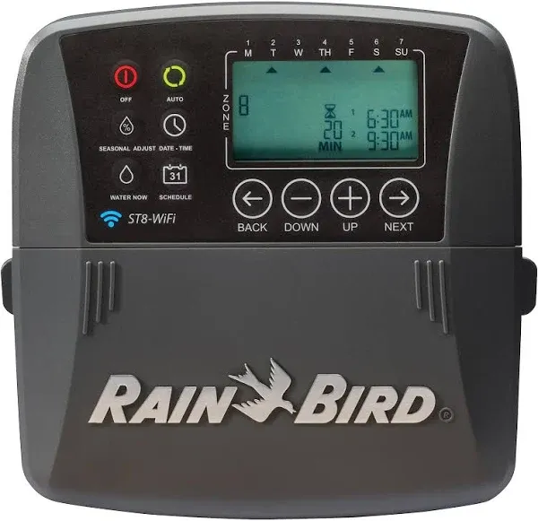 Rain Bird ST8I-2.0 Smart Indoor WiFi Sprinkler/Irrigation System Timer/Controller, WaterSense Certified, 8-Zone/Station, Compatible with Amazon Alexa