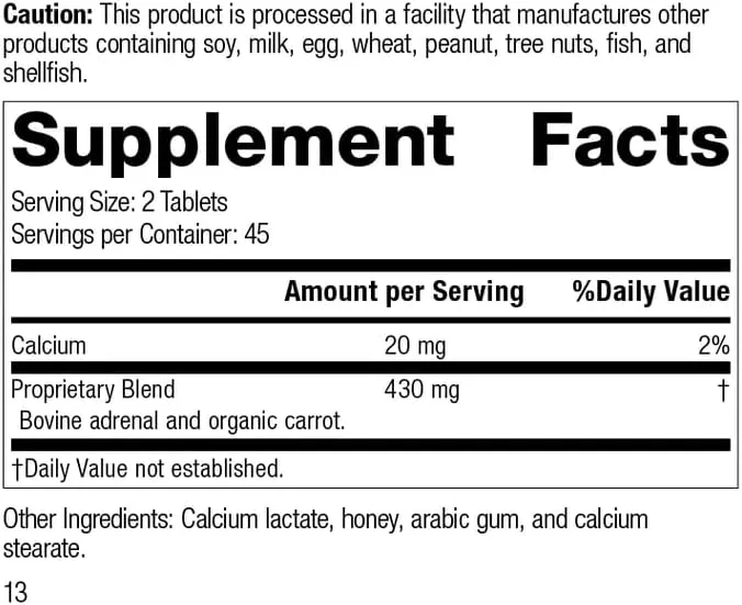 Standard Process Adrenal Desiccated 90 Tablets